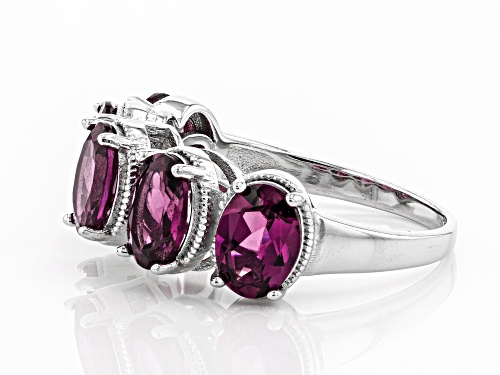 4.25ctw Oval Raspberry Color Rhodolite Rhodium Over Sterling Silver Band Ring - Size 6