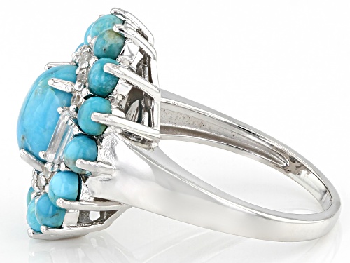 Mixed Shapes Composite Turquoise With 0.48ctw White Zircon Rhodium Over Sterling Silver Ring - Size 9