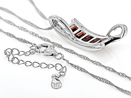 3.75ctw Baguette Vermelho Garnet™ With .12ctw White Zircon Rhodium Over Silver Pendant Chain