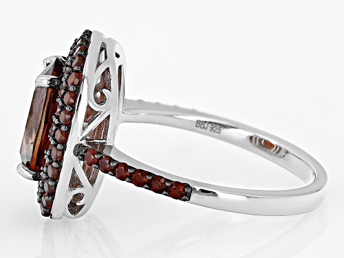 2.13ct Cushion Red Labradorite With 1.05ctw Vermelho Garnet™ Rhodium Over Sterling Silver Ring - Size 9
