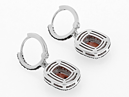 2.18ctw Cushion Red Labradorite With 1.05ctw Vermelho Garnet™ Rhodium Over Silver Earrings