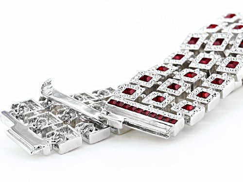 Off Park ® Collection Silver Tone Red and White Crystal Multi Row Bracelet