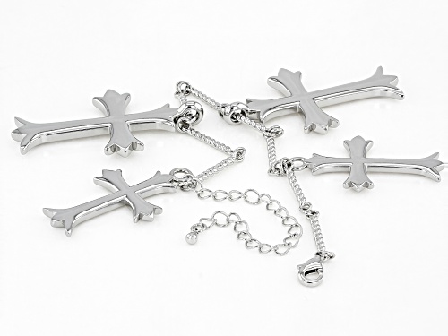 Off Park ® Collection, White Crystal 4 Charm Silver Tone Cross Bracelet