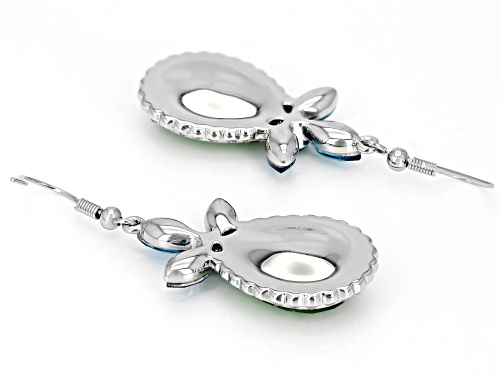 Off Park ® Collection, Mixed Shape Blue and Green Crystal Silver Tone Drop Earrings