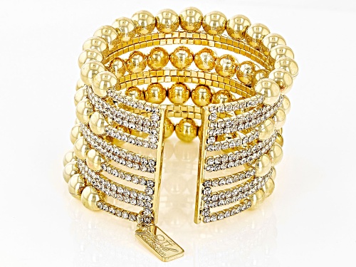 Off Park ® Collection, White Crystal and Gold Tone Beaded Cuff Bracelet