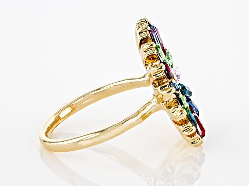 Off Park ® Collection, Multi-Color Rectangle Crystal Gold Tone Circle Ring - Size 6