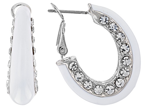 Off Park® Collection, Crystal & Multi-Color Enamel Silver Tone Set of 5 Hoop Earrings