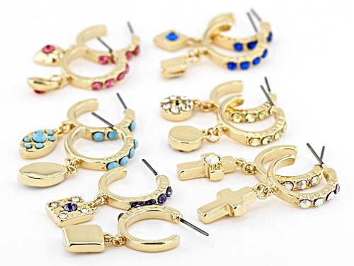 Off Park® Collection, Multi-Color Crystal Gold Tone Set of 6 Earrings