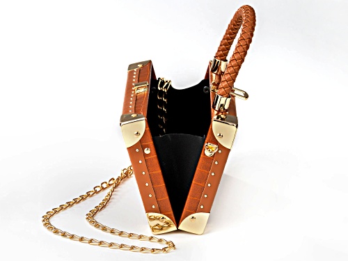 Off Park® Collection, Gold Tone Imitation Brown Leather Clutch