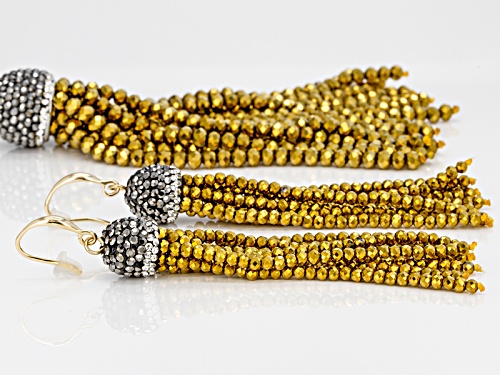 Off Park ® Multicolor Crystal And Yellow Crystal Bead Gold Tone Tassel Necklace And Earring Set