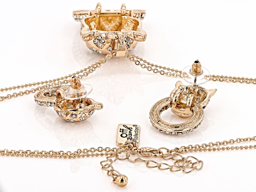 Off Park® Collection, White & Black Crystal Gold Tone Panther Necklace & Earring Set