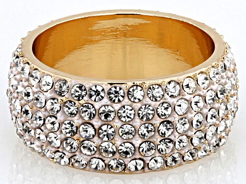 Off Park® Collection,White Crystal Gold Tone Band Ring - Size 9