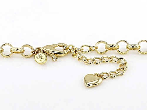 Off Park® Collection, White Crystal Gold Tone Heart Charm 8mm Rolo LinkNecklace