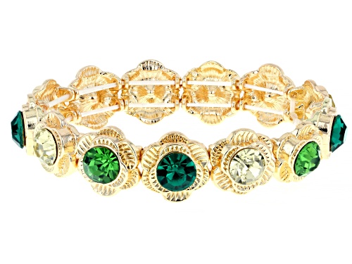 Off Park® Collection, 9mm Multi-Color Crystal Gold Tone Set of 3 Floral Bracelet