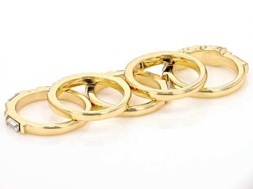 Off Park® Collection, Pearl Simulant & White Crystal Gold Tone Set of 5 Rings - Size 6