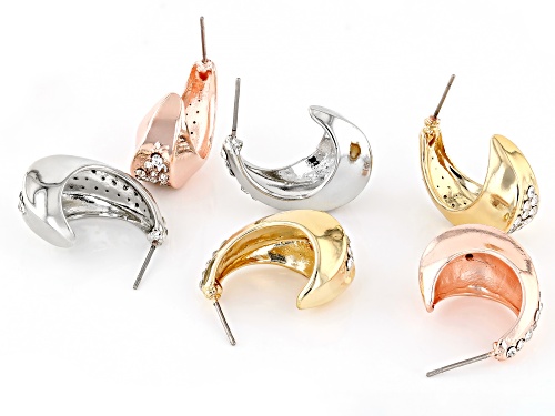 Off Park® Collection, Pave Crystal Tri-Tone Set of 3 Hoop Earrings