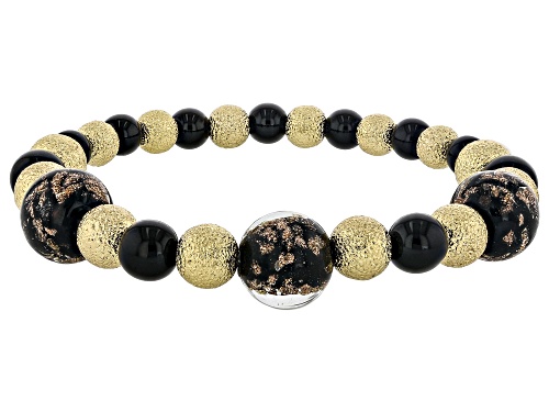Off Park® Collection, Multi-Color Murano Inspired Glass Gold Tone Set of 5 Stretch Bracelets