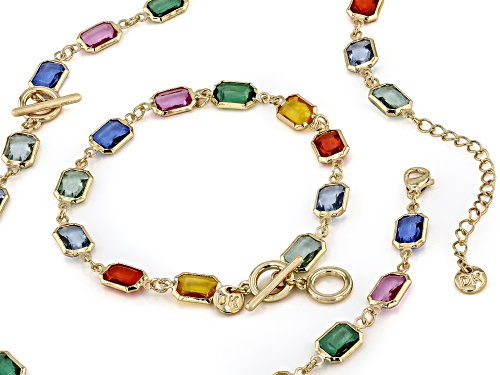 Off Park® Collection, Multi-Color Crystal Gold Tone Necklace & Bracelet Set