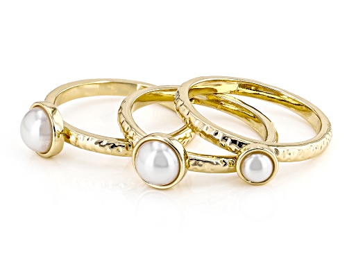 Off Park® Collection Pearl Simulant Gold Tone Set of 3 Rings - Size 10