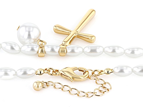 Off Park® Collection Pearl Simulant Gold Tone Cross Necklace