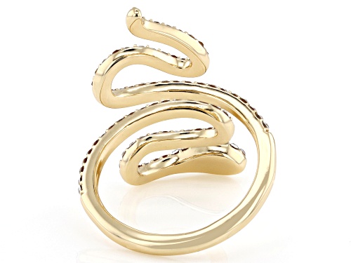 Off Park® Collection, White & Emerald Color Crystal Gold Tone Snake Ring - Size 6