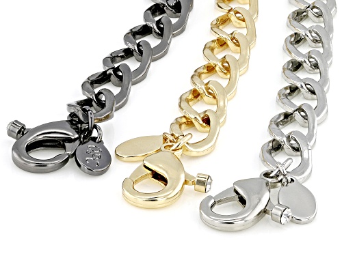 Off Park® Collection, Crystal, Gold, Silver, & Hematine Tone Cuban Link Necklace Set of 3 - Size 18