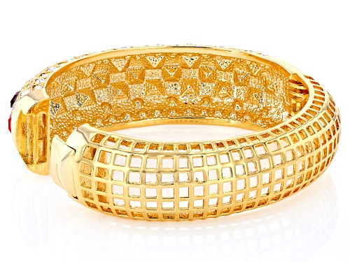 Off Park ® Collection, Multi Color Crystal Gold Tone Bangle Bracelet - Size 7