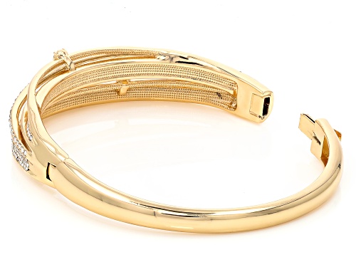 Off Park® Collection, White Crystal Gold Tone Crossover Bangle Bracelet