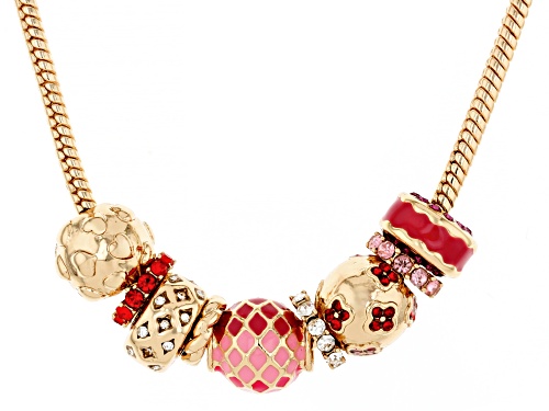 Off Park® Collection, Multi-Color Crystal & Enamel Gold Tone Slide Charm Necklace and Earring Set
