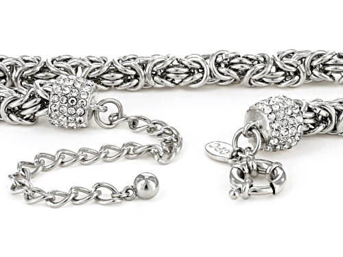 Off Park ® Collection White Crystal Silver Tone 8mm Byzantine Link Necklace