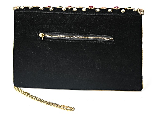 Off Park® Collection, Multi-Color Crystal & Pearl Simulant Gold Tone Black Clutch