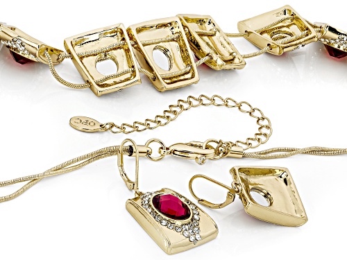 Off Park® Collection, Red & White Crystal Gold Tone Statement Necklace & Earring Set