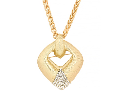 Off Park® Collection, White Crystal Matte Gold Tone Pendant/Pin With 24