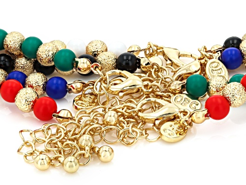 Off Park® Collection, Multi-Color Murano Inspired Glass Gold Tone Set of 5 Necklaces - Size 18