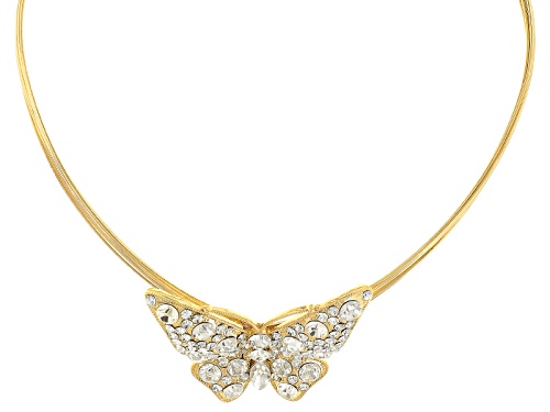 Off Park ® Collection White Crystal Gold Tone Butterfly Statement Necklace