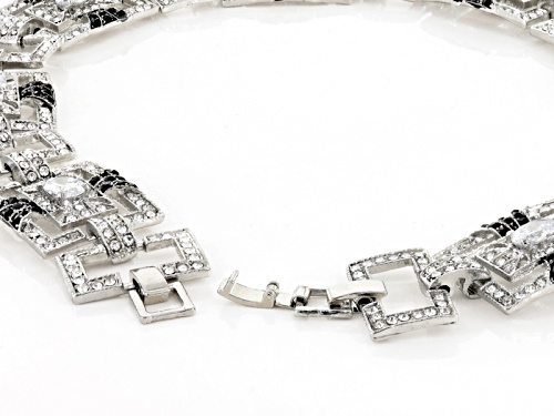 Off Park ® Collection Black And White Crystal Silver Tone Art Deco Necklace And Earring Set