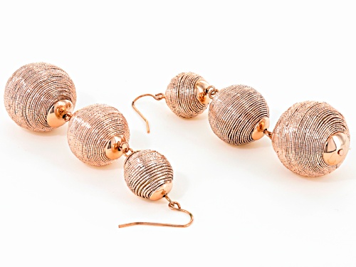 Off Park ® Collection Pink Metallic Textile Beads Rose Tone Dangle Earrings