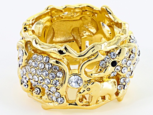 Off Park ® Collection White And Black Crystal Gold Tone Elephant Ring - Size 8