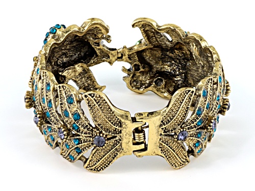 Off Park ® Collection Multicolor Crystal Antiqued Gold Tone Frog Cuff Bracelet