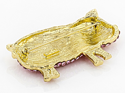 Off Park ® Collection Pink And Black Crystal Gold Tone Pig Brooch