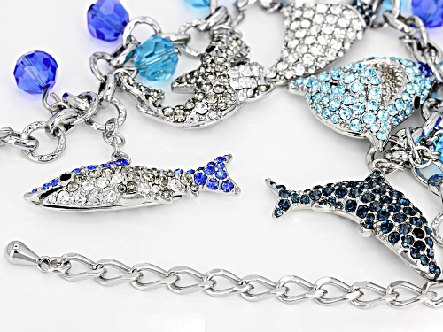 Off Park ® Collection Multicolor Crystal Silver Tone Shark Charm Bracelet