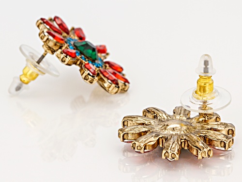 Off Park ® Collection Multicolor Crystal Gold Tone Flower Earrings