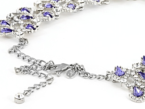 Off Park ® Collection Tanzanite Color Crystal, White Crystal Silver Tone Statement Necklace - Size 18
