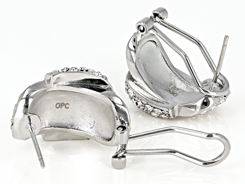 Off Park ® Collection White Crystal Silver Tone Belt Buckle Earrings