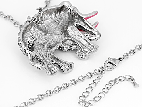 Off Park ® Collection Gray Crystal Silver Tone Elephant Pin/Pendant With Chain