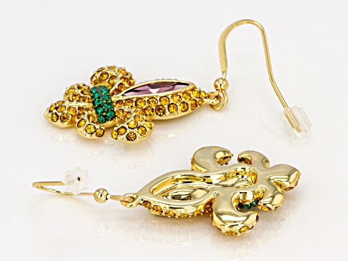 Off Park ® Collection Multicolor Crystal Gold Tone Fleur de lis Earrings