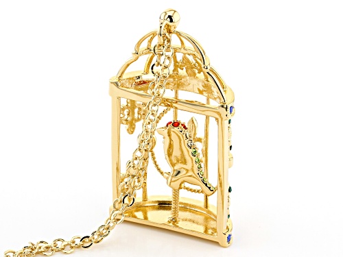 Off Park ® Collection Multicolor Crystal Gold Tone Bird Cage Necklace