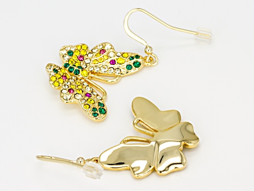 Off Park® Collection Round Multicolor Crystal Gold Tone Butterfly Dangle Earrings