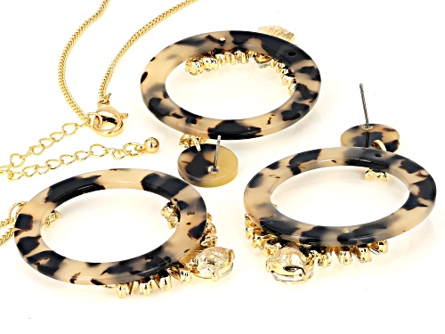 Off Park ® Collection White Crystal Gold Tone Tortoise Necklace and Earring Set