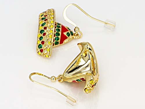 Off Park ® Collection, Multicolor Crystal Shiny Gold Tone Sombrero Earrings